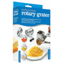 KitchenCraft multi-purpose rotary grater in retail packaging, supplied with interchangeable drums for coarse and fine grating and slicing.