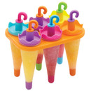 KitchenCraft umbrella ice lolly mould set with six colourful reusable moulds and handles for making homemade frozen treats.
