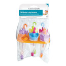 KitchenCraft set of six umbrella ice lolly moulds in retail packaging, featuring colourful reusable handles and a mould stand.