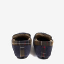 Back view of Barbour Monty men’s slippers in navy suede with tartan heel panel