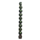 Pack of assorted green Christmas tree baubles in a clear presentation tube, including shiny, matte and glitter ornaments for coordinated festive decorating.