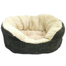 Rosewood grey jumbo cord dog bed with soft cream fleece interior for pets