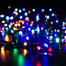 Close up of the NOMA 960 Multi-Function Compact LED Lights, Multicoloured - 28.8m lit up on a black background