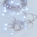Cool white LED string lights with 50 LEDs on a clear cable, providing bright festive illumination for Christmas trees, garlands, window displays and seasonal home décor.