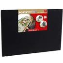 A Portapuzzle board for jigsaw puzzles, black, closed with a picture and logo on the cover.