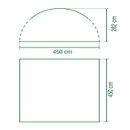 Design blueprint showing an event shelter labelled with dimensions.