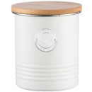 Typhoon Living cream coffee canister with a ribbed metal body, bamboo lid and embossed Coffee badge for stylish kitchen storage.