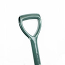 Close-up of the garden fork's D-shaped handle, designed to provide a secure and comfortable grip while digging.