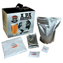 Young’s American Pale Ale home brewing kit contents including malt extract pouch and brewing ingredient sachets.