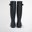 Rear view of navy Barbour wellington boots highlighting the tall shaft and reinforced heel construction.