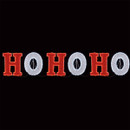 Illuminated HO HO HO tinsel Christmas sign with alternating red and white LED letters on a black background, suitable for outdoor festive displays.