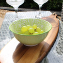 KitchenCraft Glazed Ceramic Bowl - Green and White Tile