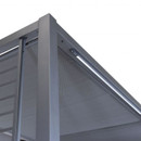 A close up view of the grey metal panalsol structure.