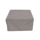 Light gray, square outdoor furniture cover, designed to protect cushions or small furniture from weather elements. Light gray, square outdoor furniture cover, designed to protect cushions or small furniture from weather elements.