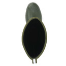 Top-down view of a green Muck Boot Muckmaster showing wide opening with neoprene lining and pull tab.