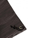 Close-up of the garden furniture cover fabric showing the drawstring fastening and reinforced metal eyelet.