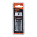 Pack of ten razor blades in black and orange Tactix packaging. The label indicates each blade measures 38mm or 1.5 inches. Simple and practical design.
