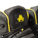 A close-up of the padded tongue of the boot, showing the yellow and black "Amblers Safety" logo.