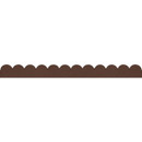 Decorative brown scalloped metal-effect garden edging strip isolated on a plain background.