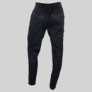 Rear view of black Caterpillar work trousers showing elasticated waistband, back pockets and tapered leg design.