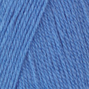 Close-up of tightly twisted blue yarn strands arranged diagonally, showing the texture and weave of the wool.