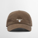 A brown baseball cap with visible stitching, featuring "Barbour" and a small shield emblem embroidered in white on the front, set against a white background.