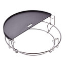 A round metal wire rack with a removable black ceramic cooking surface, designed for heating or serving food.