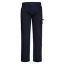 Navy work trousers with straight leg fit, featuring cargo pocket, belt loops and durable fabric, front view