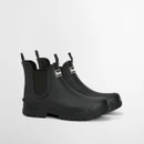 Black Barbour Nimbus Chelsea wellington boots with elastic side panels and chunky rubber sole, shown as a pair on a white background.