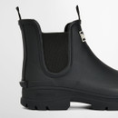 Black Barbour Nimbus Chelsea wellington boot with elasticated side panel, pull tab and chunky rubber sole, shown in side profile on a white background.