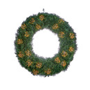 Premier 200 Micro Brights Starburst Battery LED String Lights, Warm White - 2.2m wrapped around a green wreath on a white background