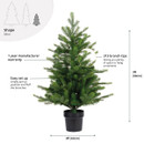 Artificial potted Christmas tree with 113 branch tips and realistic evergreen foliage, featuring a slim profile design for compact festive decorating.