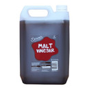 Malt vinegar in a 5-litre dark plastic jug with integrated carry handle and white screw cap, featuring a red front label, ideal for catering, fish and chip shops, commercial kitchens, and bulk food service use.