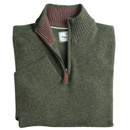 Hoggs of Fife Men's Lothian Quarter Zip Neck Pullover Jumper - Thyme