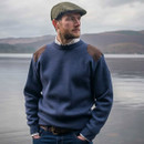 Hoggs of Fife Men's Melrose Hunting Pullover Jumper - Marled Navy