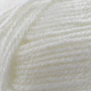 Close-up of white yarn with fine strands and a subtle sparkle thread woven through, showing a soft, smooth texture.