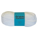 Ball of white “Robin Chunky” yarn with a white label, photographed on a white background.