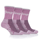 A line of three pink walking socks.