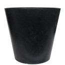 A plain, black, cylindrical planter with a slightly flared top. It has a smooth texture and is positioned against a white background.