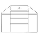 Line drawing showing the shape and fit of the island barbecue cover.