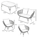 Evora 4 Seater Steel Garden Furniture Lounge Set