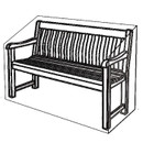 A diagram showing a cover over a bench on a white background