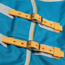 Adjustable buckle chest straps on Shires Tempest Original 50g blue turnout rug