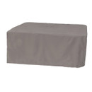 A rectangular object covered with a grey fabric on a neutral background.