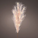 LED pampas grass stem with soft blush pink and cream feathery plumes, illuminated with warm white micro lights for elegant seasonal décor.