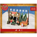 A boxed Christmas tree lot.