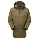 Brown anorak jacket with hood on white background.