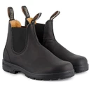 Blundstone 558 black leather Chelsea boots with elastic side panels, pull tabs and durable black soles.