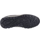 The image shows the tread of a shoe sole with deep, textured black grooves. The pattern is designed for traction and durability. The style is rugged and sturdy.