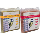 Johnston & Jeff 300g High Energy Suet Blocks for wild birds, shown in mealworm and berry flavour varieties.